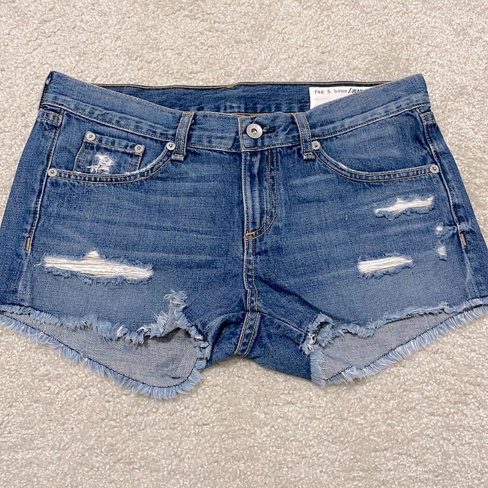 Rag & Bone Distressed Jean Shorts, Size 26